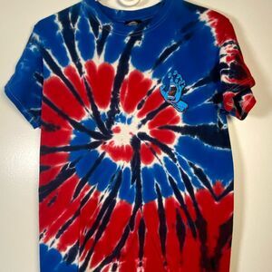 Santa Cruz Skateboards Vibrant Red and Blue Tie-Dye Tee